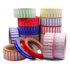 Rollos de etiquetas impresas a color para producto y código de barras